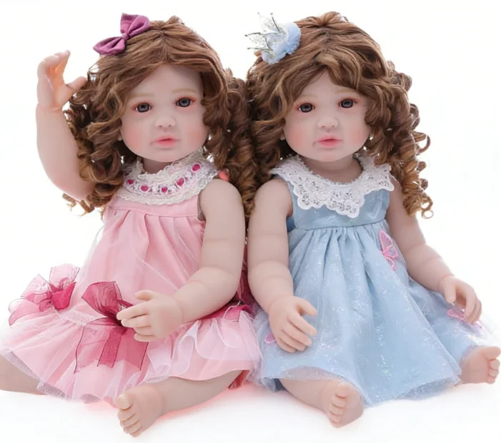 

Cloveray 22 inch Cute Reborn Baby Doll Soft Vinyl Can Sit Retro Princess Dress 3D Painted Skin Children's Birthday Gift