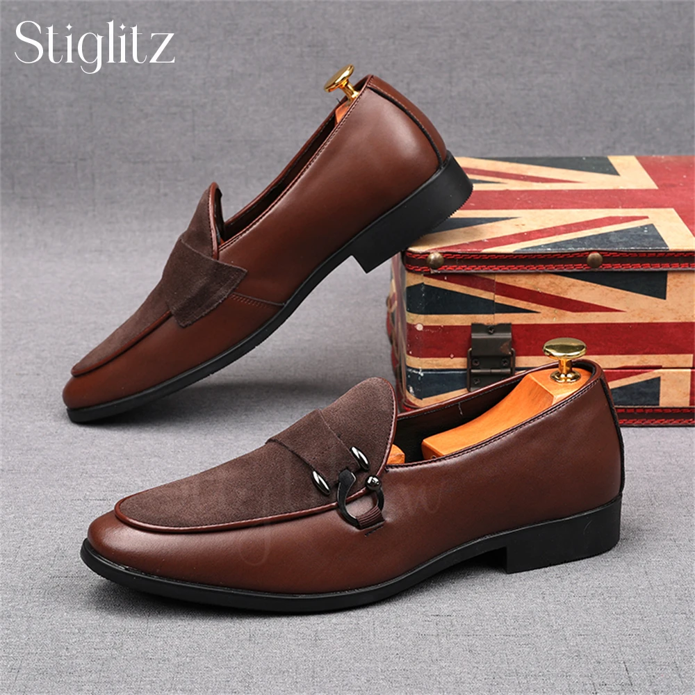 

British Style Suede Loafers Concise Slip-On Comfortable Shoes Soft Flat Shoes for Men's Daily Footwear Business Casual Men Shoes