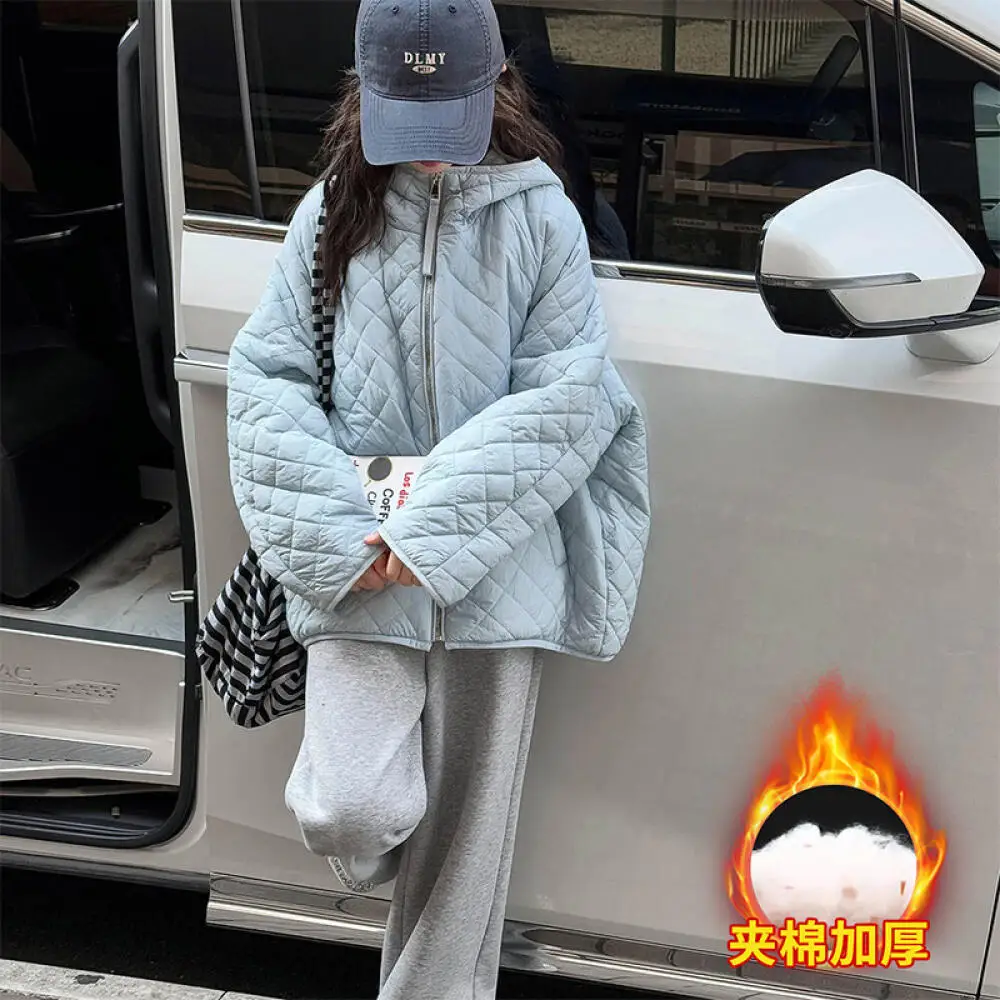 

Kawaii Girl Fashion Keep Warm Hooded Coat Cotton-Padded Jacket Student Autumn and Winter Casual Thicken Tops Children's Clothing