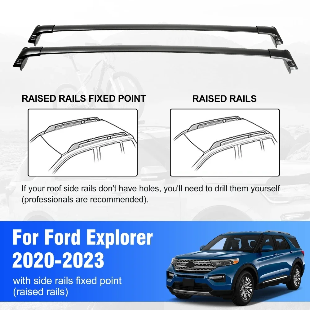 Roof Rack Cross Bars for Ford Explorer 2020-2023 Aluminum Car Roof Top Cargo Luggage Carrier Rack Holder Crossbars 75kg Load