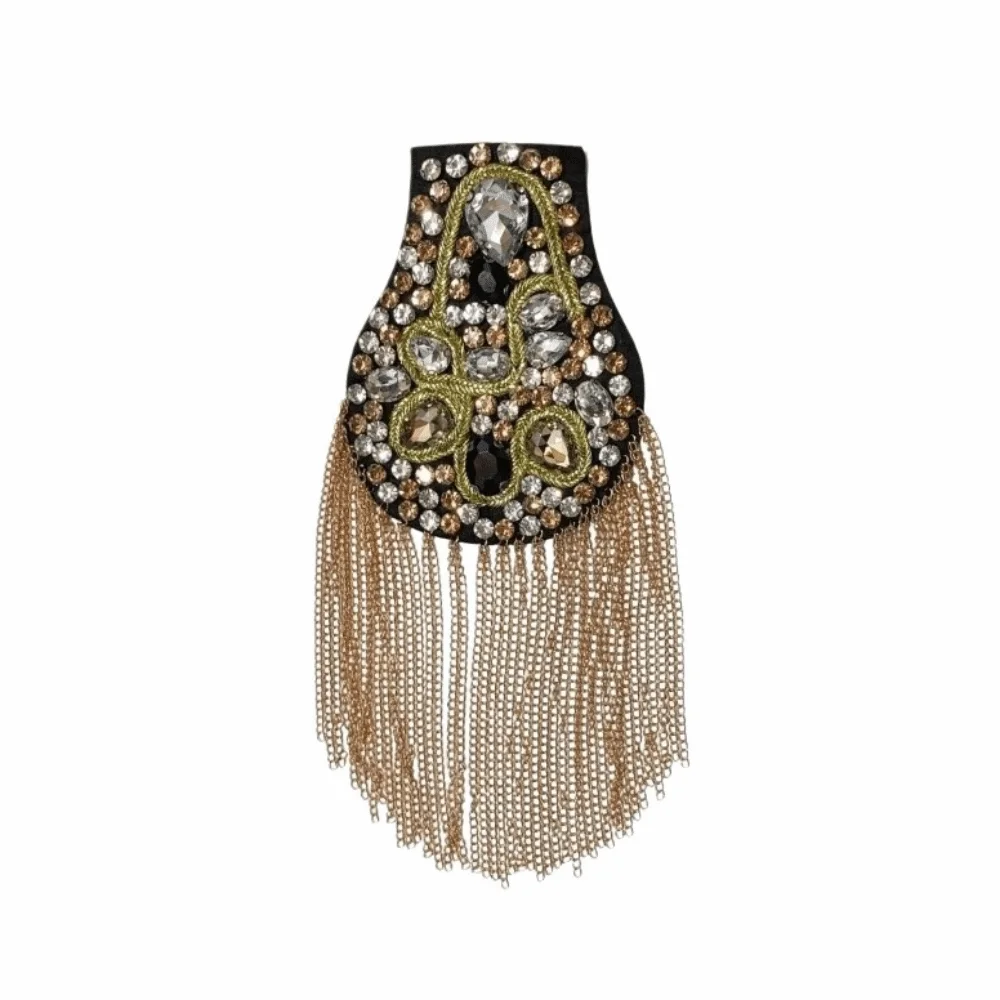 Alloy Tassel Epaulettes Decorative Rhinestone Shoulder Board Hidden Safety Pins Shiny Shoulder Mark Theatrical Cosplay