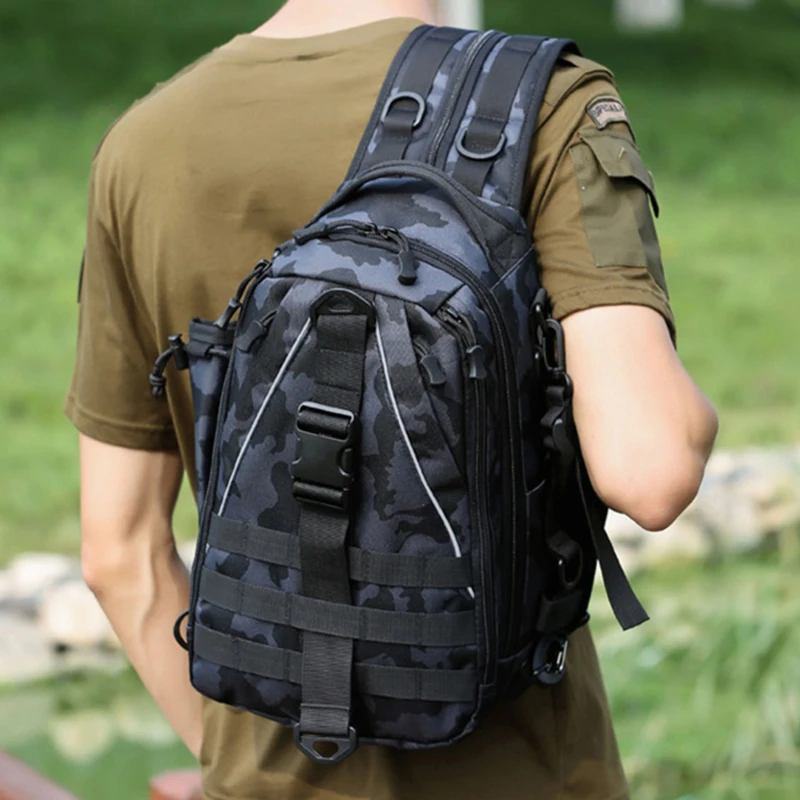 

Multifunction Outdoor Hiking Fishing Bag Camouflage Fan Tactical Backpack Men Women Camping Travel Riding Chest Bags