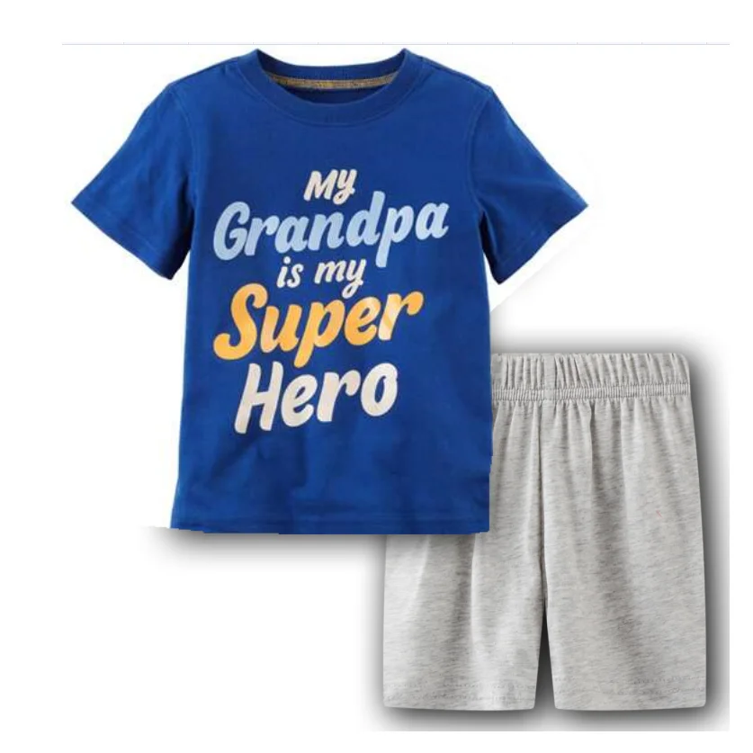 Cotton Boys' Summer Pj's Set Children Two-Piece Pajamas Clothes Suit Tops Pants Kids Sleepwear Newest Baby Boys Home Clothes