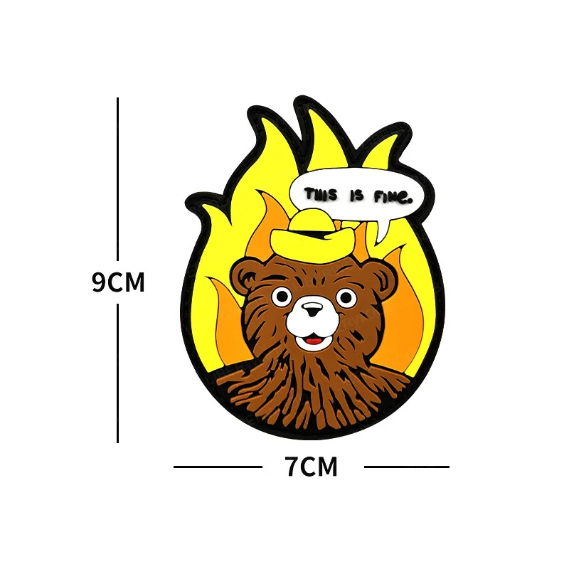 Tactical Bear Series Patch Fitness Bear Pvc Angry Panda Badge This Is Fine Hook Armband, Backpack, Clothing Accessory Emblem