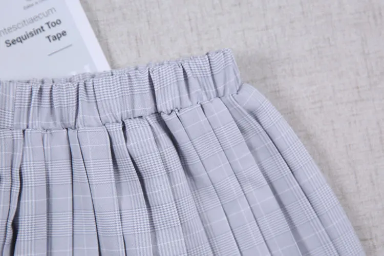 Mini Gray Striped Girls Skirts Kids  Sweet Girls Pleated Skirts Kids Clothes for 2 3 4 6 8 10 12 Year Old OKS194005