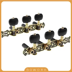 Alice Guitar Machine Heads Classic Guitar String Tuning Pegs Key Gold AO-020HV3P & 2PCS Black Guitar String Winder Peg Winders