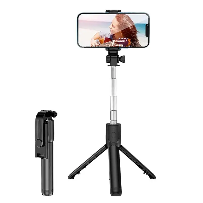 Cell Phone Tripod Cell Phone Selfie Stick Photo Pole Retractable Mini Tripod Aluminum Alloy Remote Control 360 Rotation