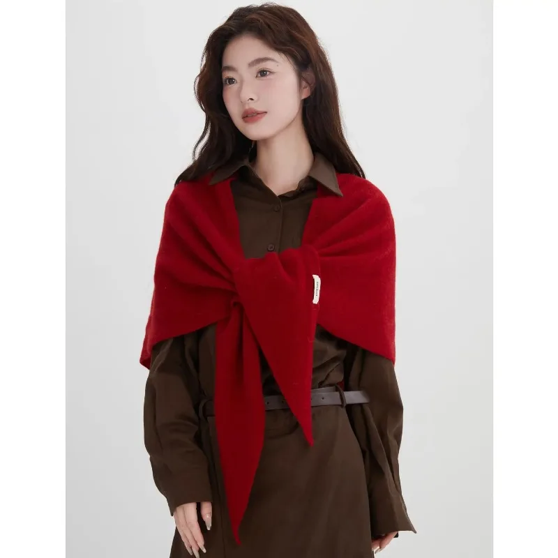 Xale grande de lã completa da moda para mulheres cachecol quente para envolver no pescoço para uso multiuso de outono e inverno