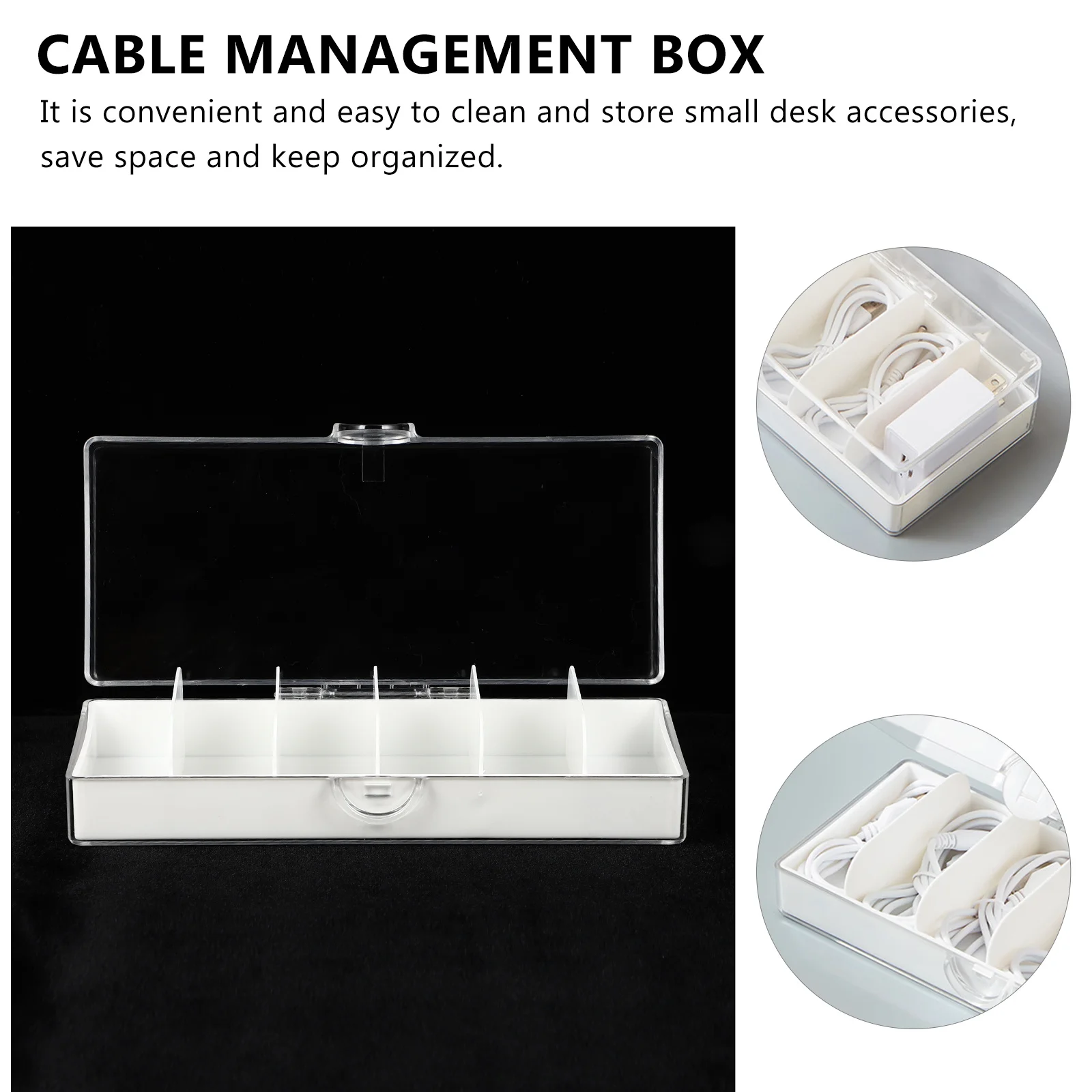 

Cable Box With Lid Storage Container For Cables Chargers Power Cords Desktop Cord Organizer Case Cable Management Box Wire