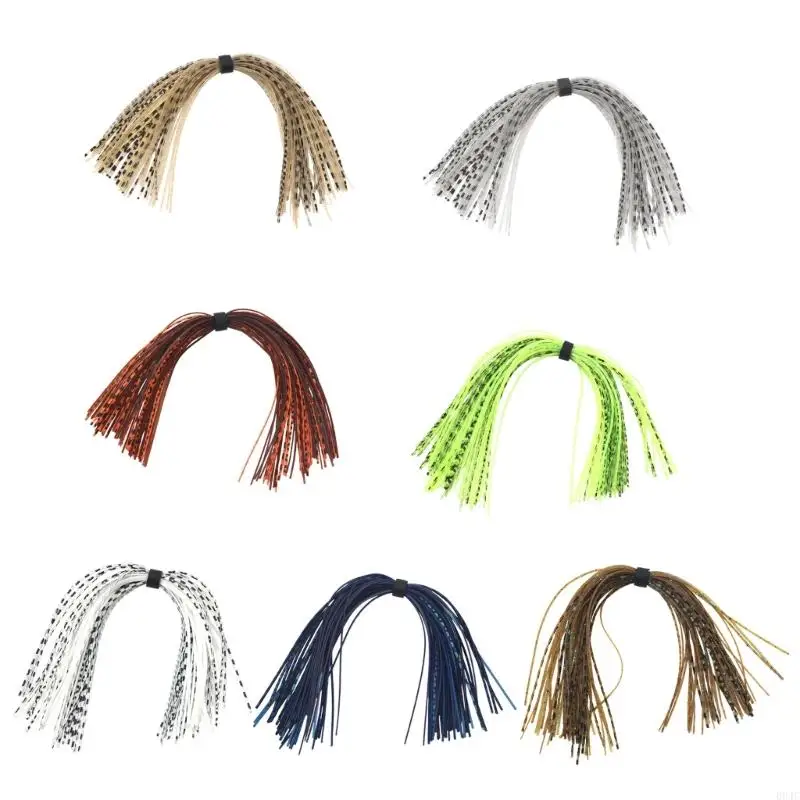 094C 5 Bundles 220 Strands Silicone Jig Skirts Sets DIY Fishing Jig Legs Lures Skirts