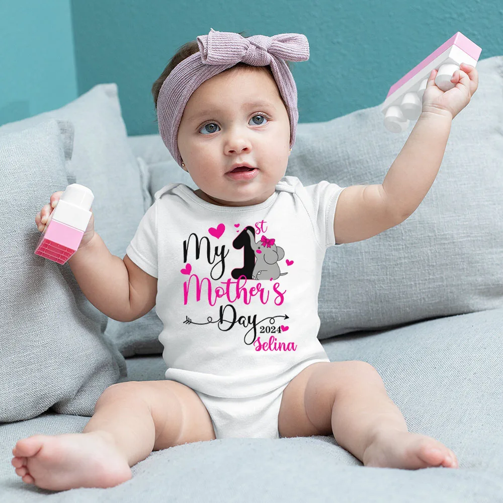 

Personalized Mothers Day Baby Bodysuit Boys Girls Clothes Custom Name Infant Romper Newbron First Mother's Day Gift Bodysuits