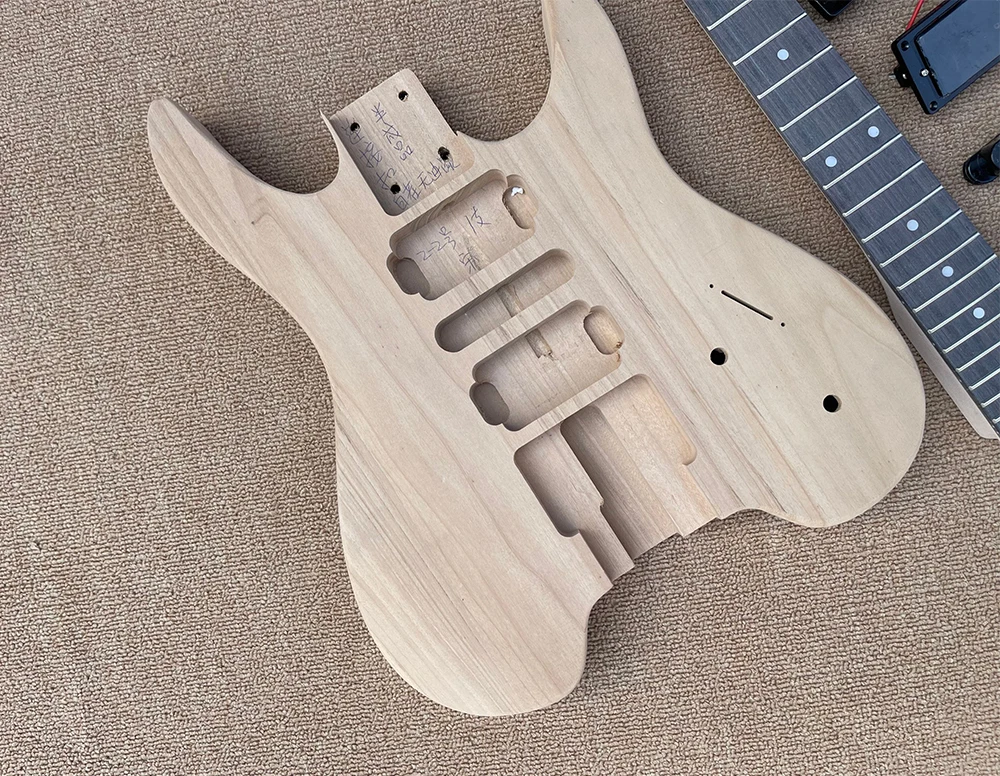 DIY 6  Strings Headless Electric Guitar Kits with Alder Body,Rosewood Fretboard,Customizable