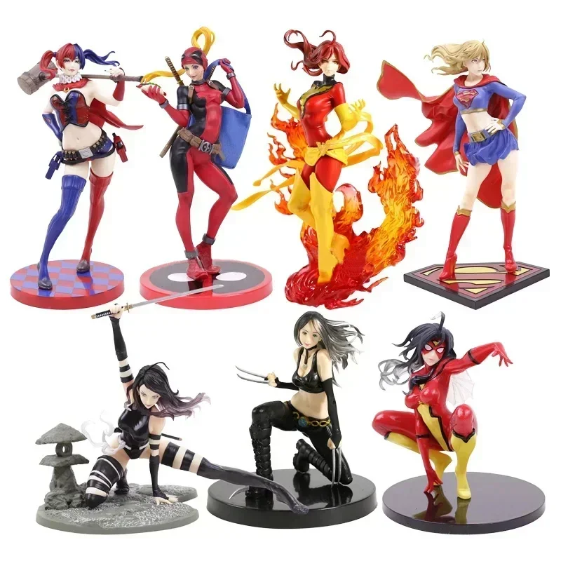 Dc Marvel Action Figures Dark Phoenix Lady Deadpool Harley Laura Kinney Supergirl Spider Woman Psylocke Collectible Gifts