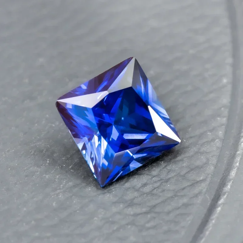NEW Lab Grown Sapphire Princess Cut Royal Blue Color Top Charms Gemstone DIY Ring Necklace Earrings Main Materials with Certific
