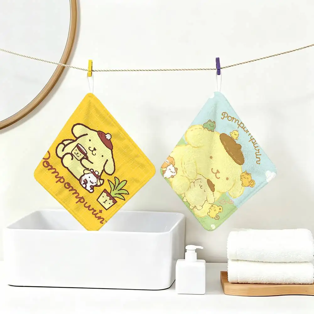 Cartoon P-Pompompurin Household Hanging Towel, Polyester Cotton Hand Wiping Towel, Sturdy for Bathroom Bedroom
