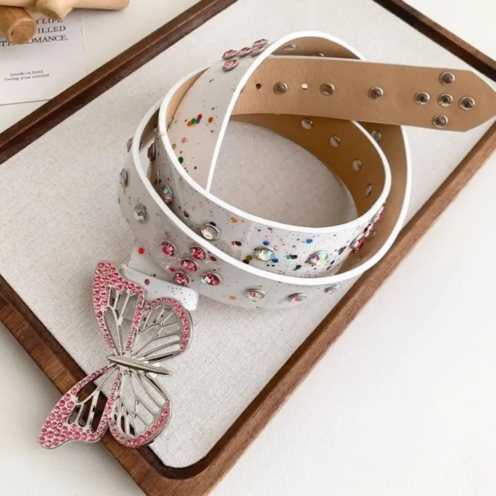 الحلو فراشة مشبك حزام الخصر حجر الراين مشبك معدني Y2k حزام الجينز السراويل خمر حزام الخصر المرأة الزخرفية يوميا #3