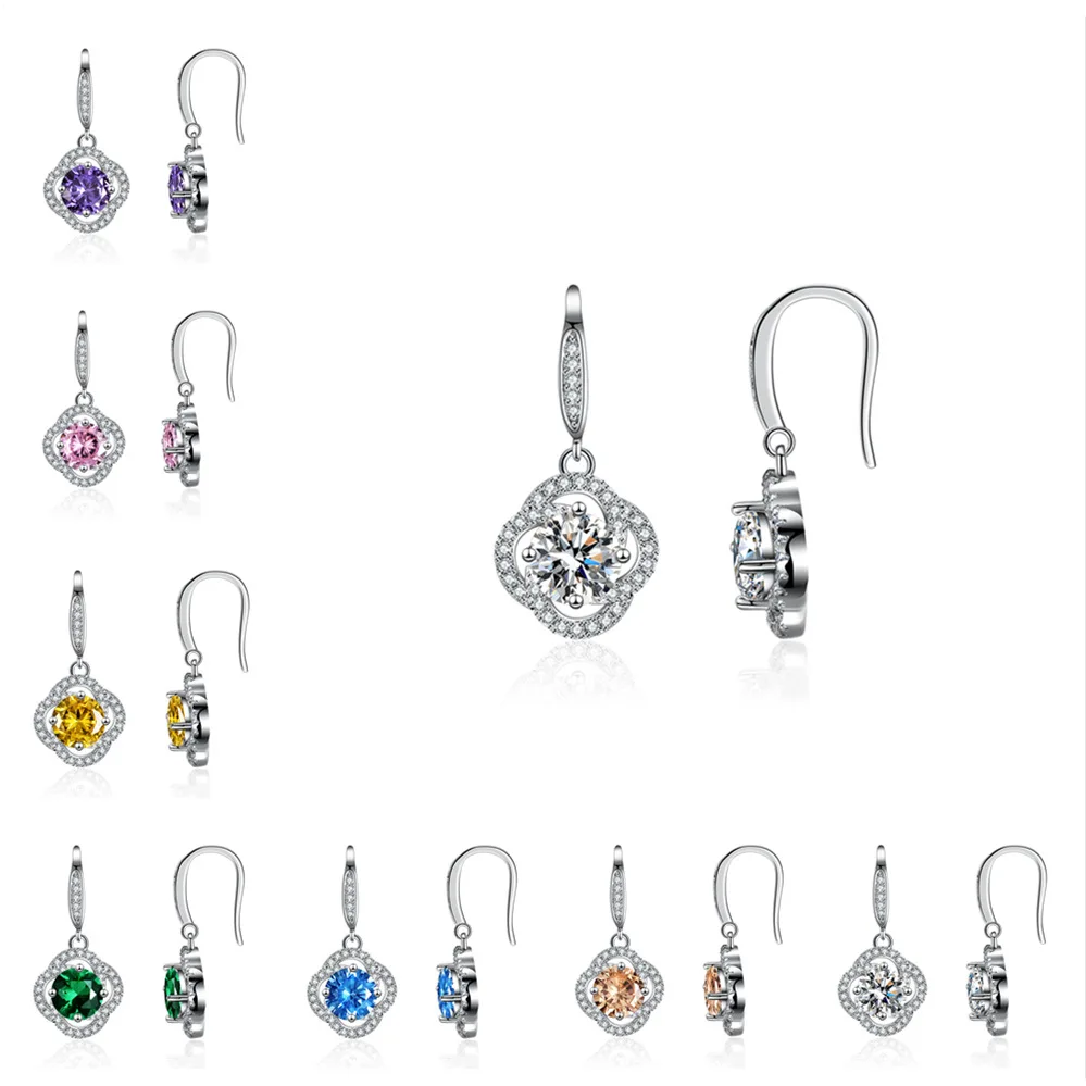 

Hot selling new earrings s925 sterling silver earrings earrings inlaid with colorful zircon earrings wedding birthday gifts