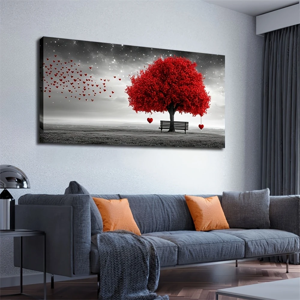 1pc frameless Stunning Red Tree Landscape Style Art Poster Perfect for , Bedroom, Office Decoration Minimalist/classic Style