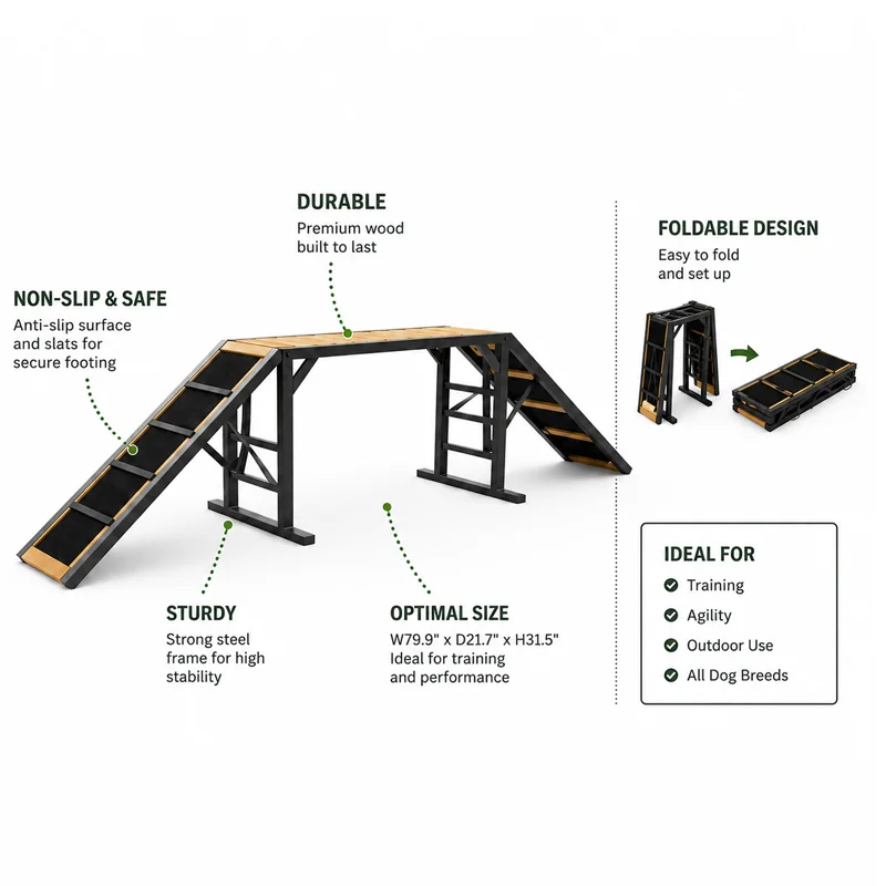 

New Premium Foldable Dog Ramp Playground Equipment Support Adjustable Ramp for Outdoor Agility Obstacle Park