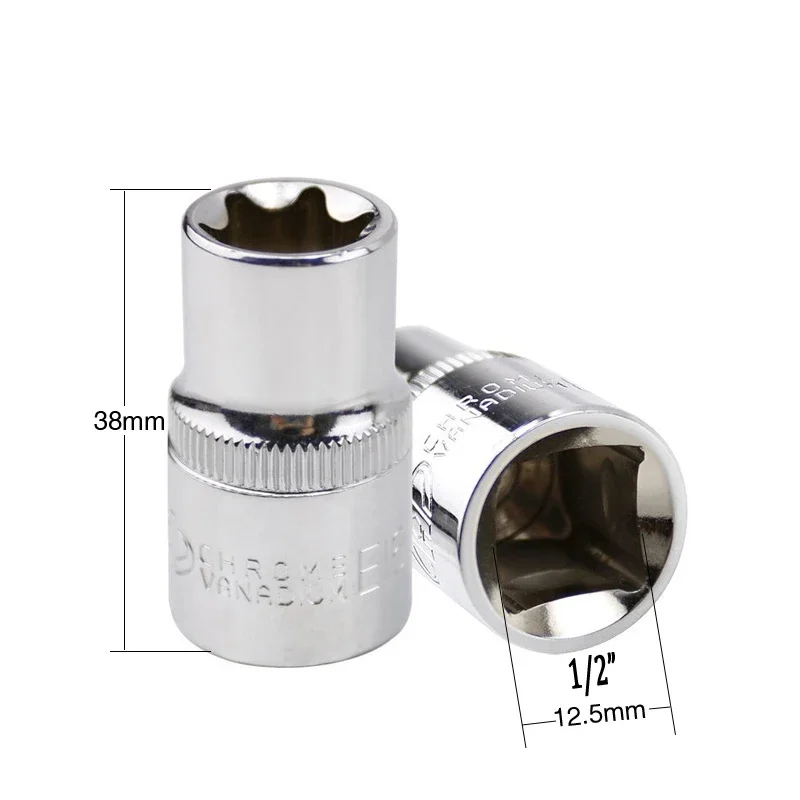 Juego de enchufes Torx de E10-E24, herramientas de reparación de automóviles, cabeza de llave Hexagonal de 1/2 "y 12,5mm, CR-V tipo E, 9 Uds.