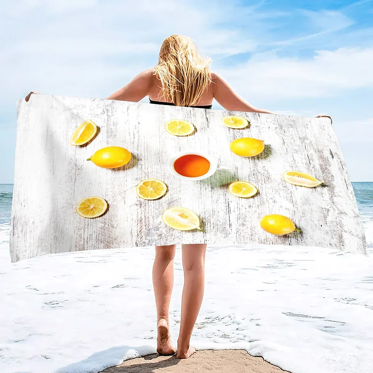 Lemon Sand Free Beach Towel Microfiber Beach Towels,Oversized Beach Camping Towel Quick Dry Towels for Swimming,Sport and Gym