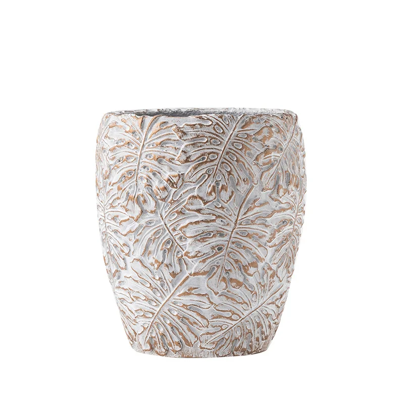 

Wine glass round cement flower pot green plant simple Nordic style balcony king size garden living room floor to ceiling flower