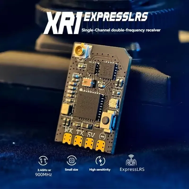جهاز استقبال Radiomaster XR1 Nano ELRS ثنائي النطاق مع هوائي T 2.4 جيجا هرتز متعدد التردد لأجزاء طائرة بدون طيار FPV ذاتية الصنع