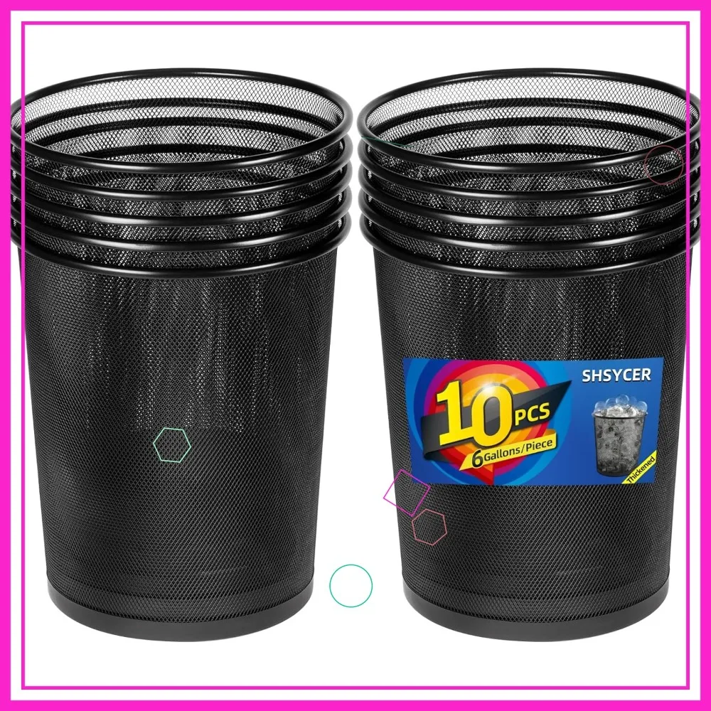 

Набор из 10 сетчатых мусорных корзин для офиса объемом 6 галлонов, открытые металлические корзины для мусора для стола, дома, школы, для переработки отходов