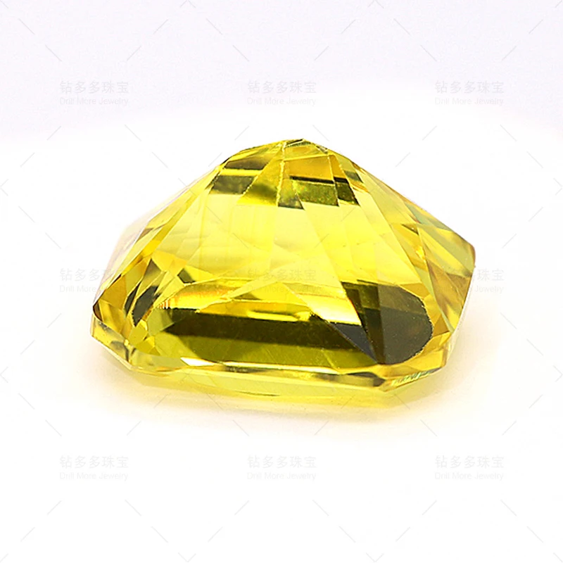 High Quality Large Carat Lab Grown Sapphire Yellow Emerald Cut Day Charm Wedding Ring Earring Material with AGL Certificate