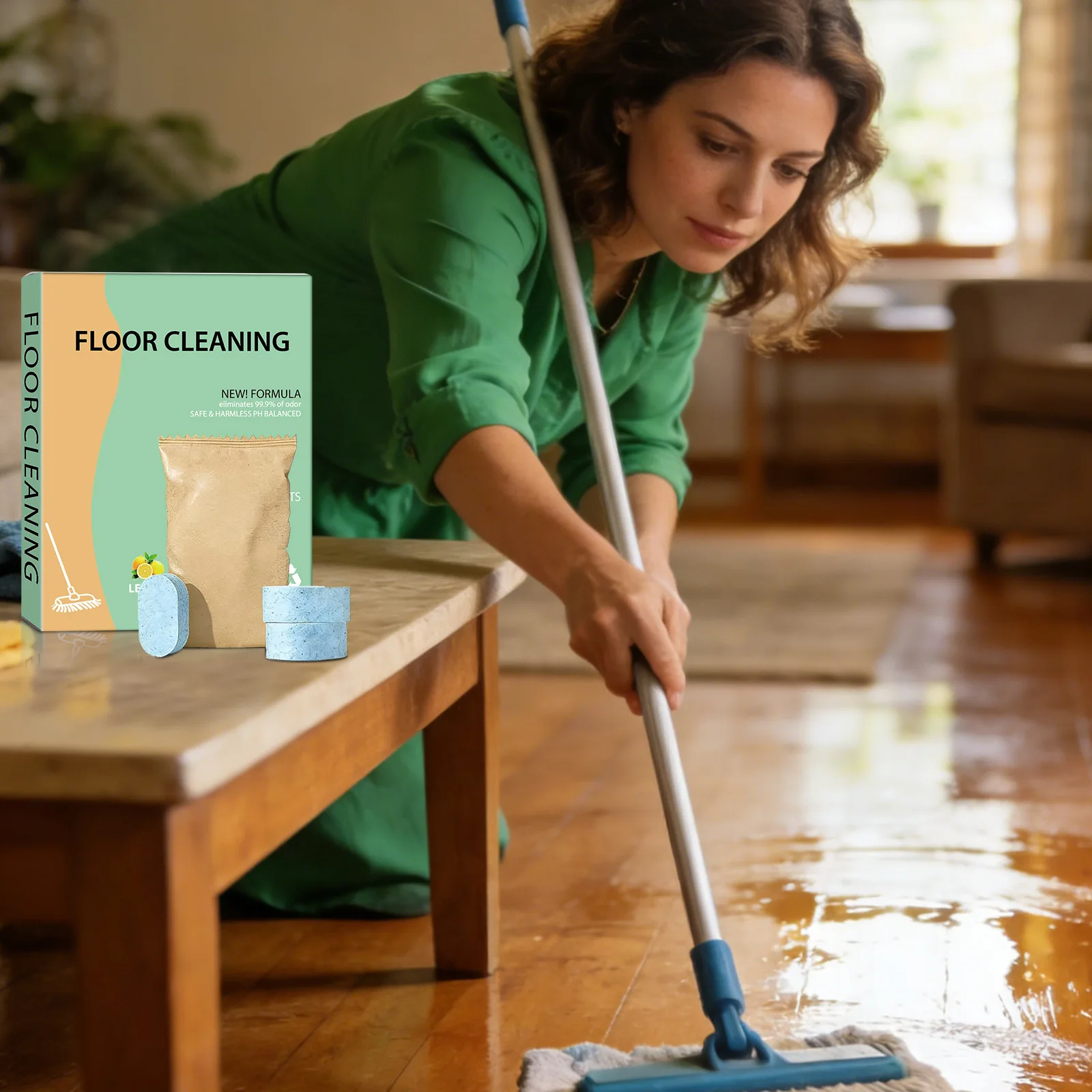 

Floor Cleaning Tablets Lemon Scent Stain Remover Eco-Friendly Formula Powerful Stain Removal