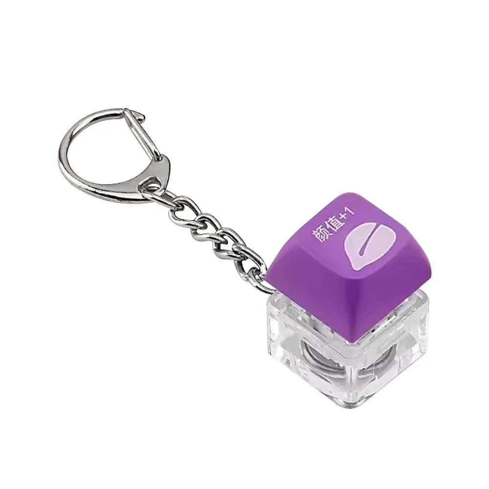 Relaxing DIY Keyboard Fidget Keychain With Light Keys Button Clicker Toy Good Luck Keycap Finger Keyboard Caps