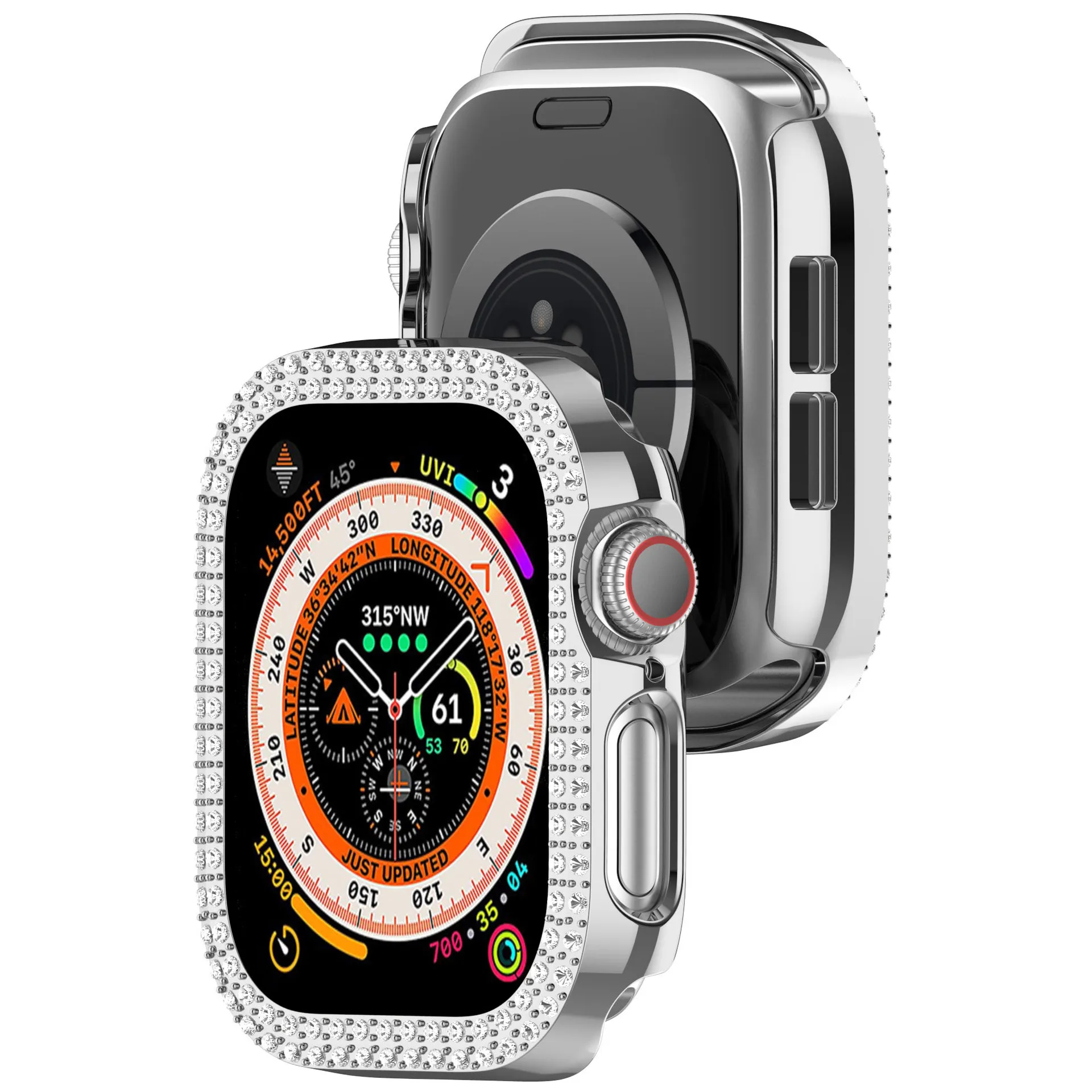 

Cover For Apple watch Case 46mm 42mm 44mm 40mm 45mm 41mm Bling Rhinestone PC Bumper Protector Face iWatch Series 10 SE 9 8 7 6 5