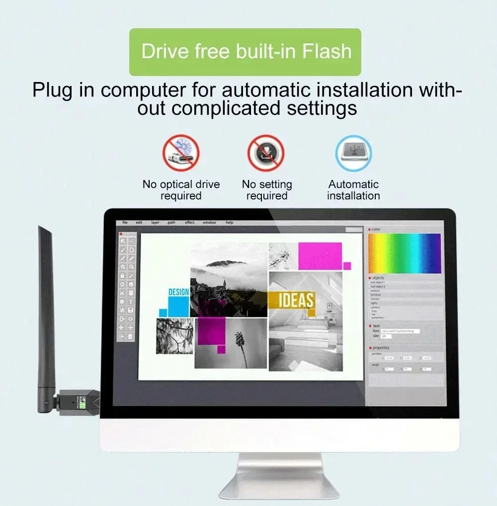 600Mbps USB Bluetooth Wifi Adapter 2in1 Dual Band Wi-Fi Dongle Antenna USB Ethernet Network Card Receiver for PC
