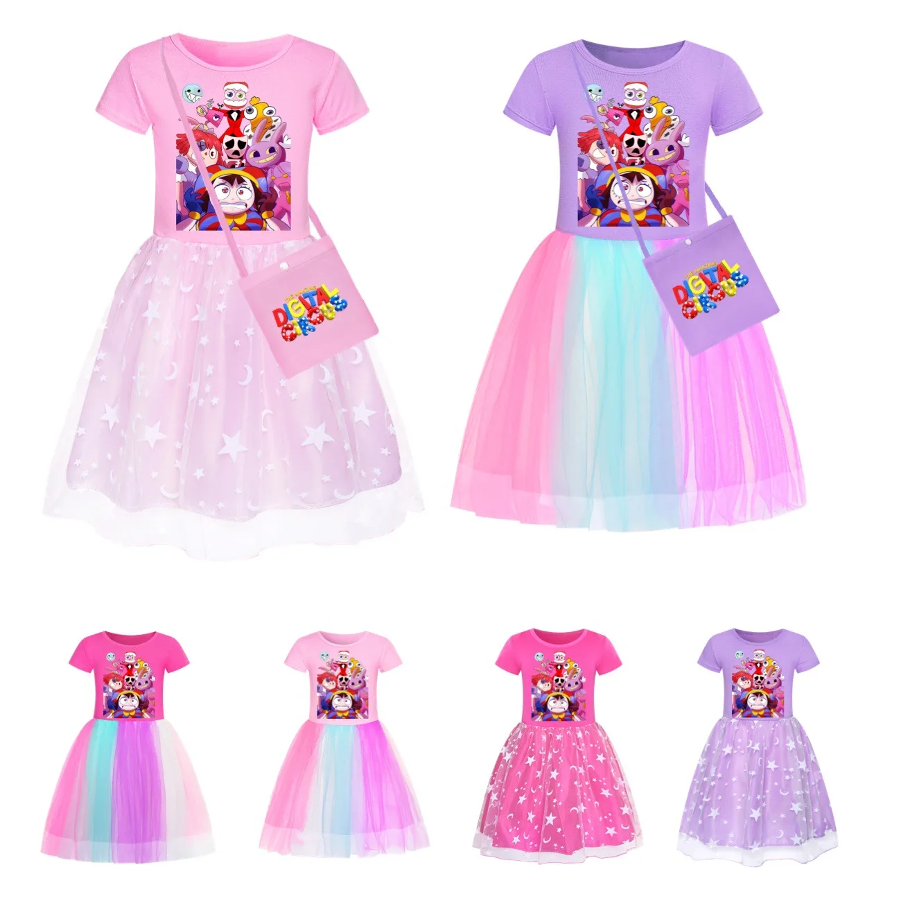 The Amazing Digital Toddler Summer Girls Dress short Sleeve Kids Dress Patchwork Girls Party Vestidos  Cartoon Child Dress 2896