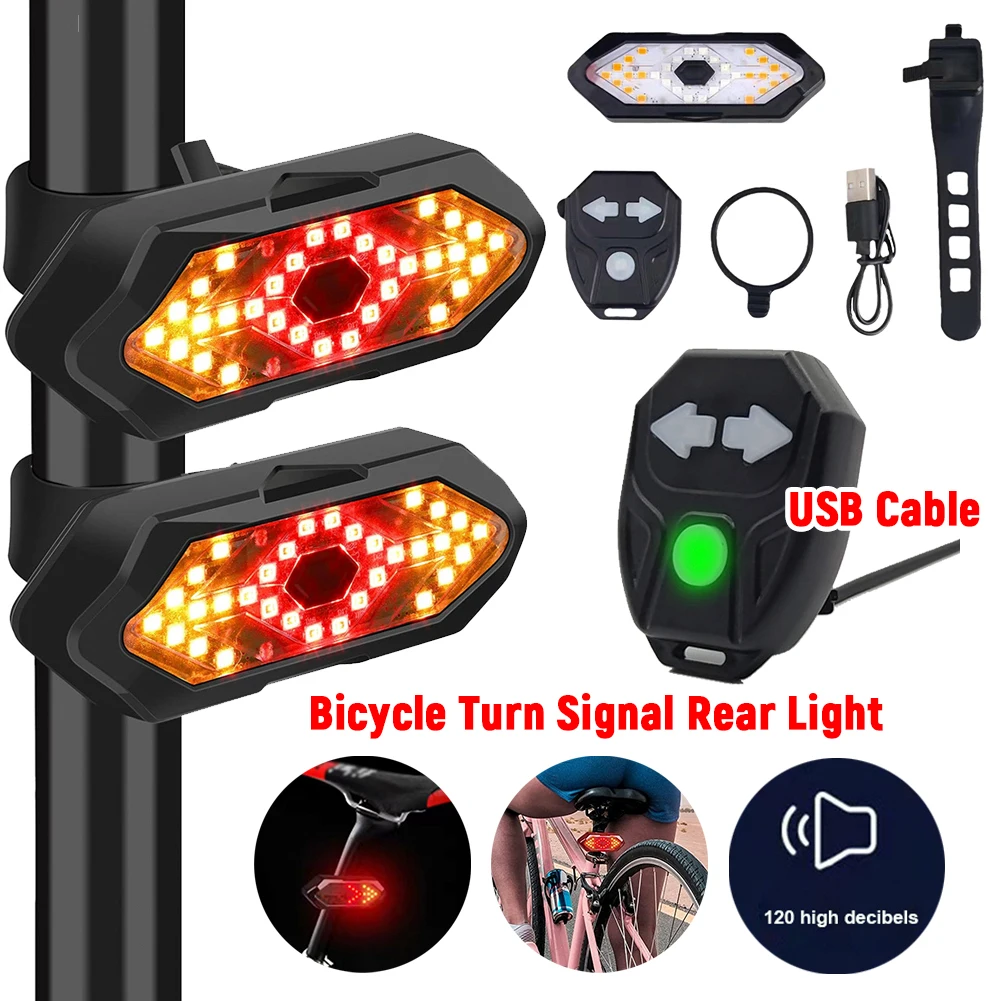 

Remote Bicycle Rear Light IPX4 Waterproof LED Bicycle Lamp USB Rechargeable Bike Wireless Remote Control Taillight