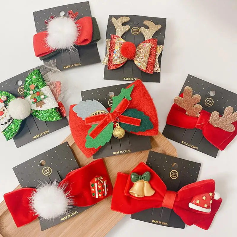 Tema natalizio babbo natale tornante materiali di alta qualità fermagli per capelli e spille natalizie accessori per feste di natale Design carino