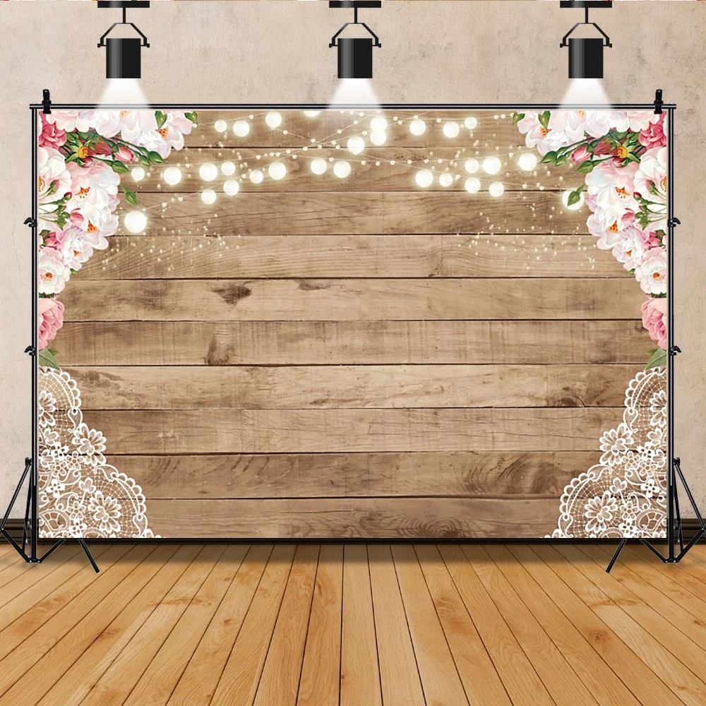 Wedding Backdrop for Photography Bridal Shower Party Decoration Background for Photo Studio Wooden Flower Wall Photocall Prop