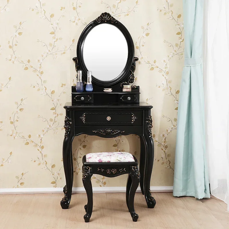 D-MX Luxury Box Black Dresser Eithe Drawers Girl Stool Hotel Living Room Dressing Table Storage Makeup Comoda Pra Quarto Furnitu