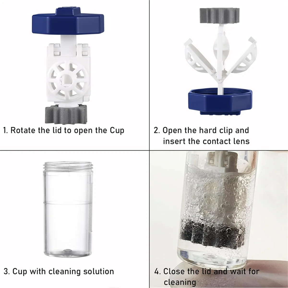 الجودة! 3 قطع منظف علبة عدسات لاصقة بيروكسيد الهيدروجين، غسالة ذات مشبك قوي لعدسات لاصقة لشدة العين، محمولة