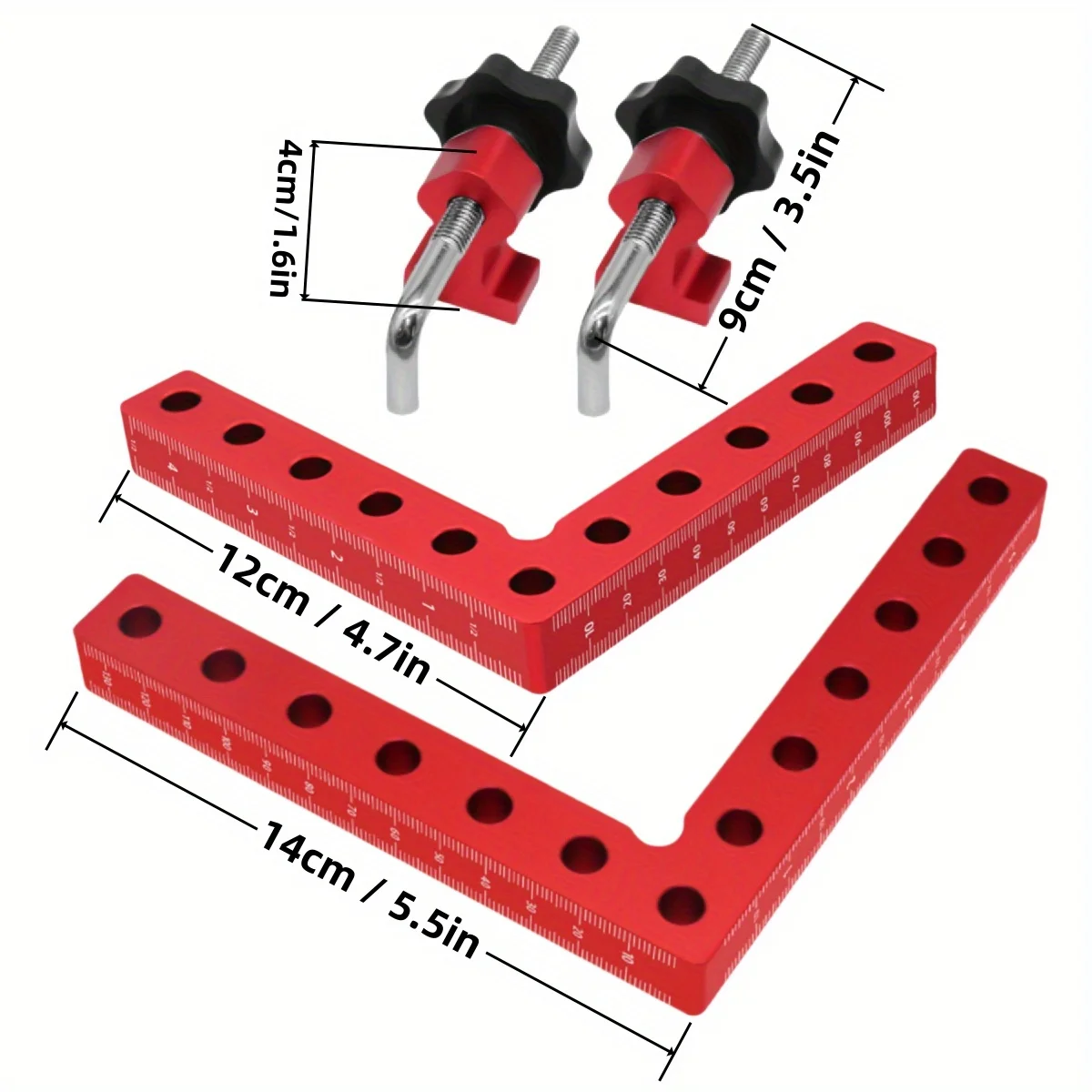 1/2 pacote quadrados de posicionamento de ângulo reto-120/140mm 90 graus braçadeira de canto tipo l-clipe de fixação de alumínio ferramenta quadrada de fixação