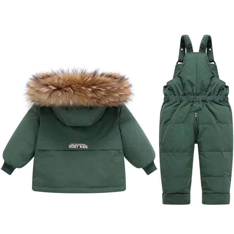 Winter Children Clothing Sets Snow suit Jackets + Jumpsuit 2pcs Set Baby Boy Girls Duck Down Coats Toddler Girl Winter Clothes