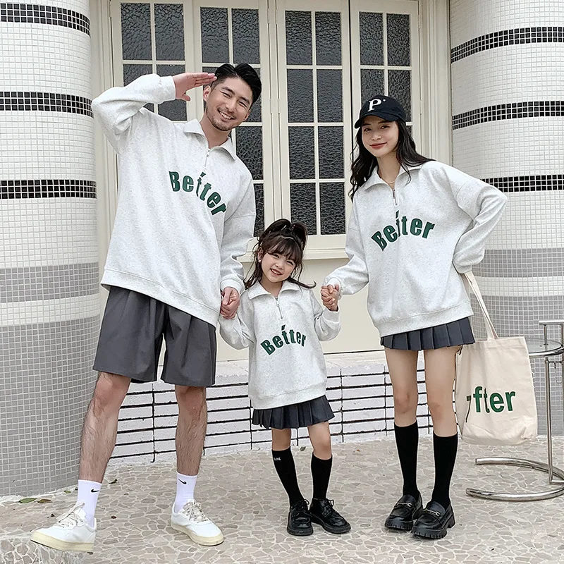 Family Shirt 2023 New Same Mom And Daughter Clothes Dad And Son Equal Clothing Korean Fashion Women Children Matching Sweatshirt