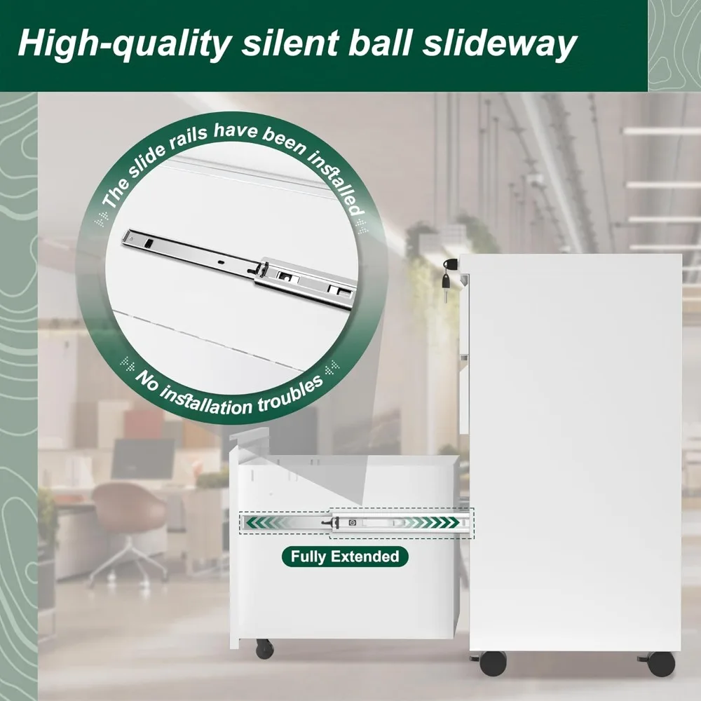 خزانة ملفات Superday ذات 3 أدراج، خزانة ملفات عمودية معدنية متدحرجة بعجلات، خزائن ملفات صغيرة تحت المكتب للمكتب المنزلي