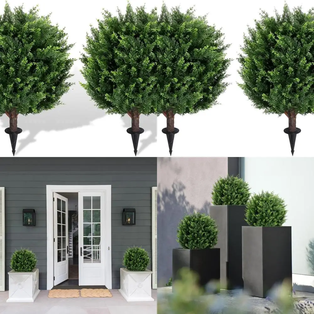 

22-дюймовые искусственные топиарийские шариковые деревья из кедра, 2 шт., устойчивые к ультрафиолетовому излучению на открытом воздухе и в помещении, простые в установке для входной двери D