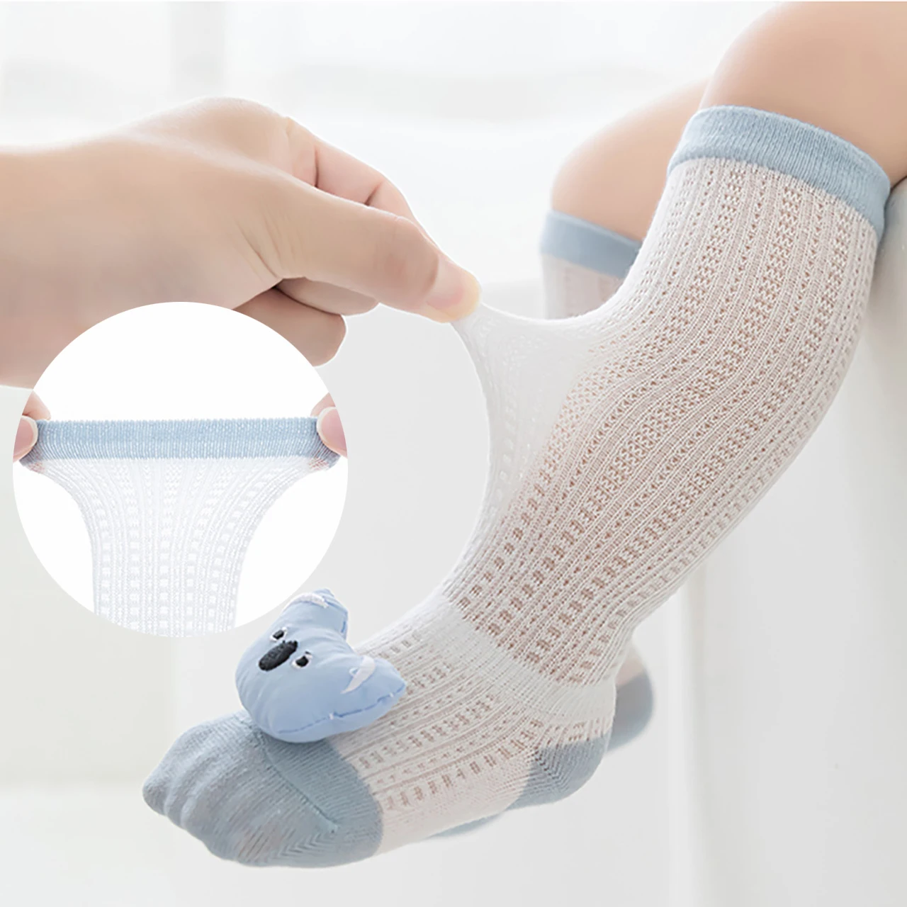 الصيف الطفل شبكة الجوارب الفتيان الفتيات جوارب حماية الركبة لطيف عروسة كارتون الطفل الركبة عالية جورب لينة القطن الوليد الأحذية
