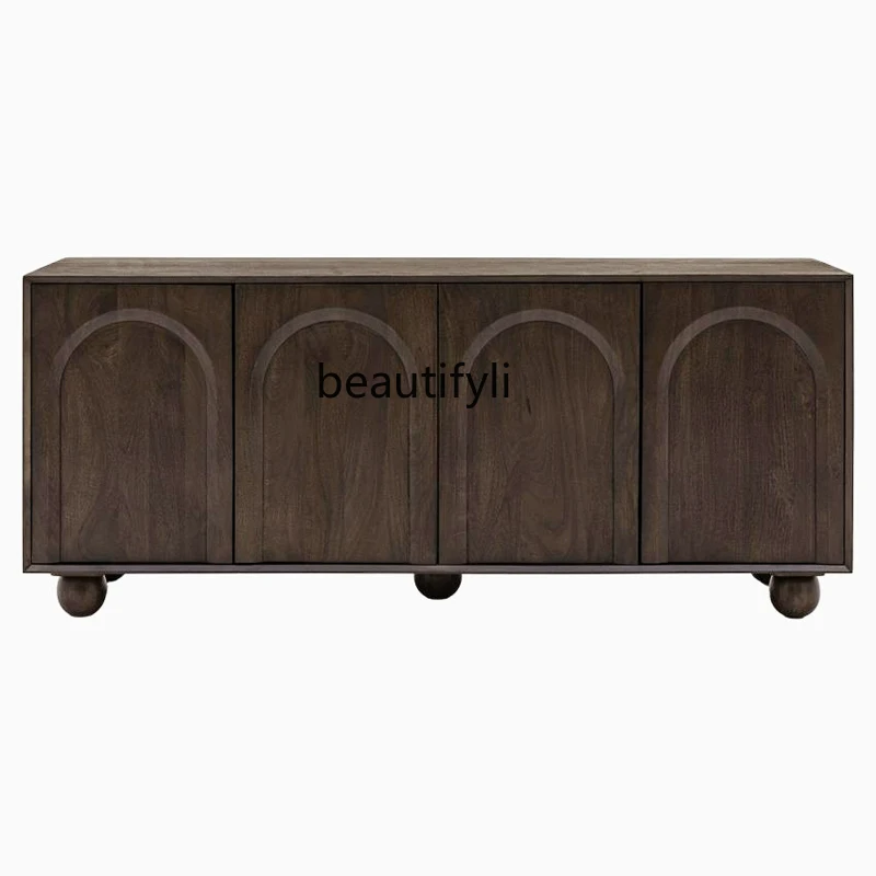 

American retro solid wood dining sideboard simple art porch cabinet wabi-sabi decorative cabinet