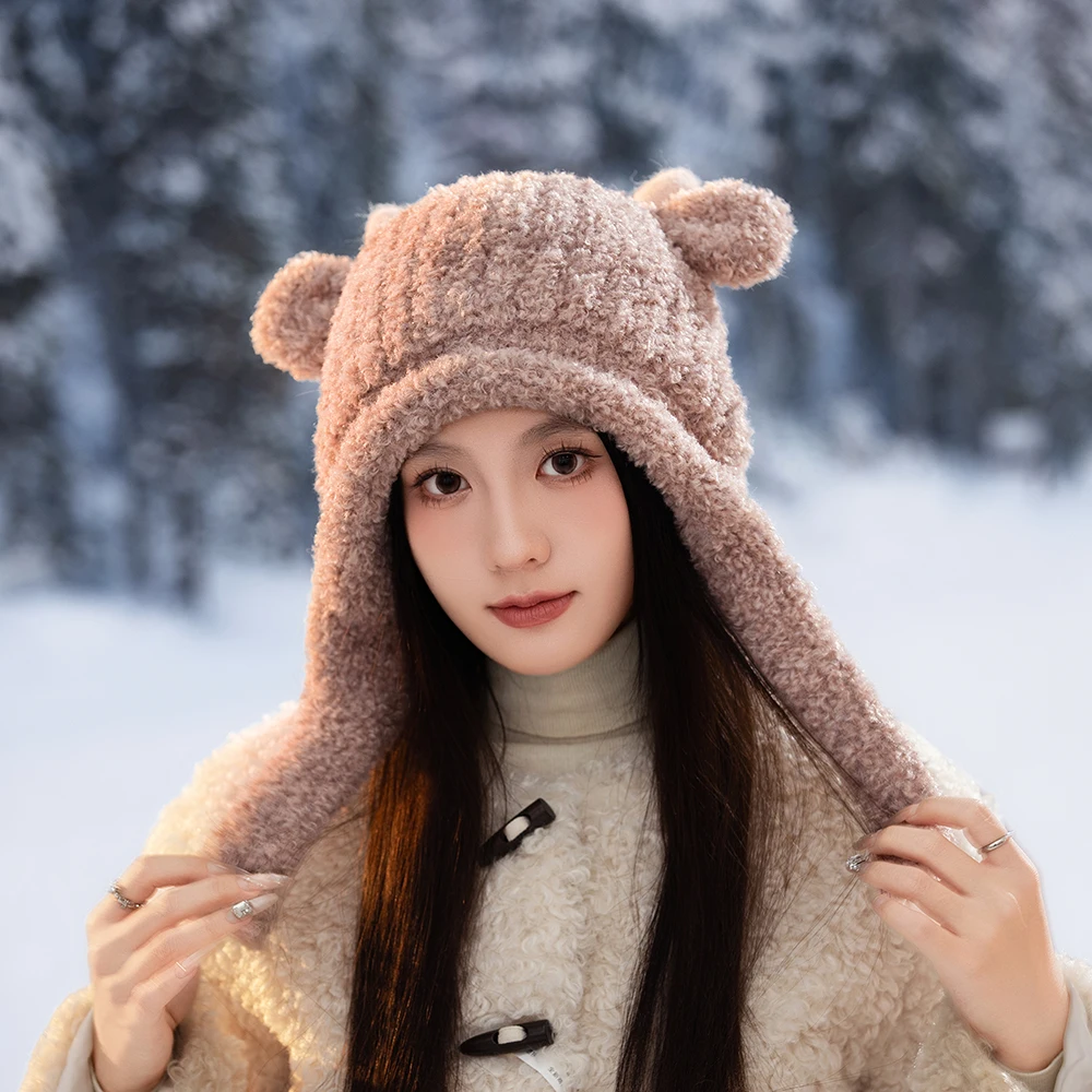 

Women's Warm Knitted Wool Hats Fashion Couple Cold Cap Crochet Ear Protection Caps Autumn Winter Beanies