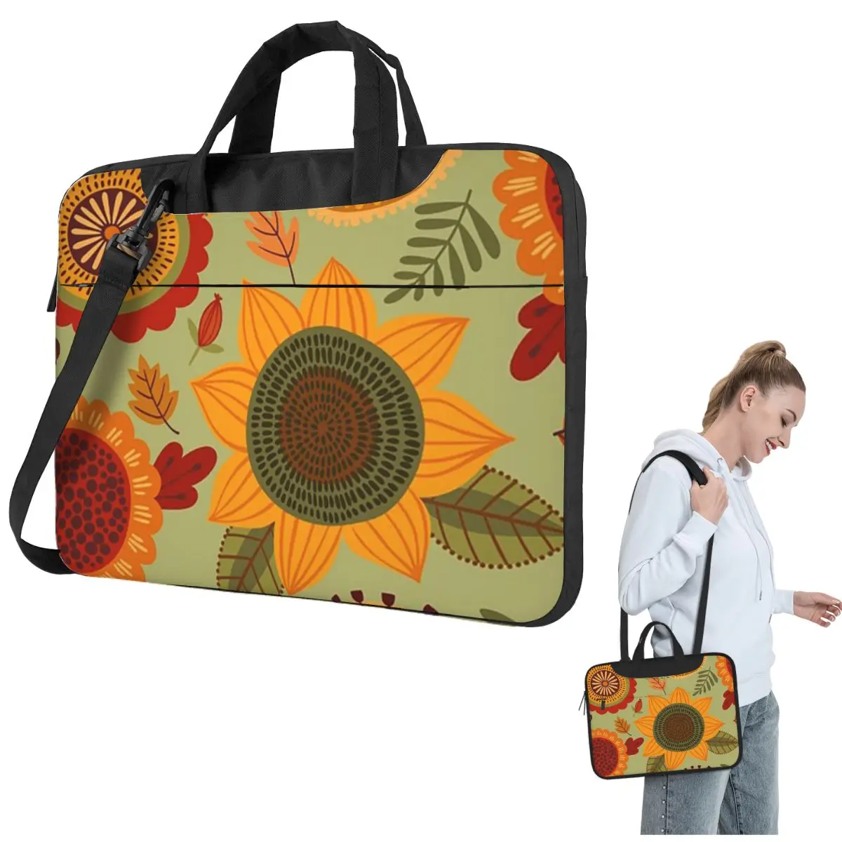 

Colorful Sunflower Crossbody Laptop Bag Case Computer Bag Resistant Protective Notebook Pouch for Lenovo