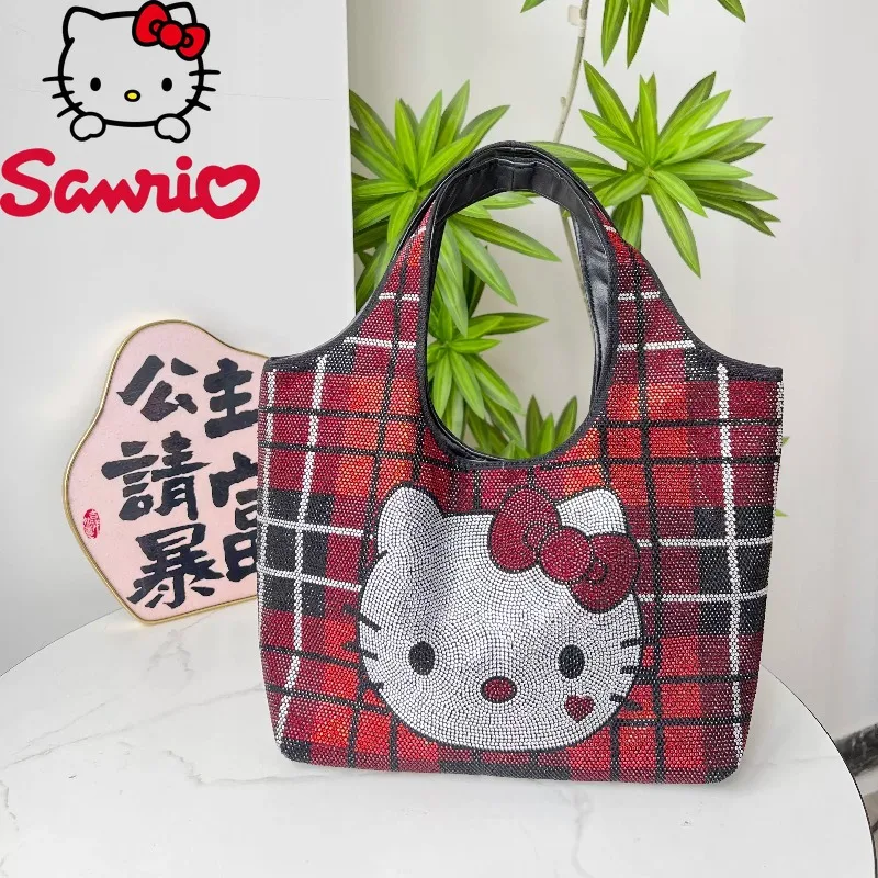 

Sanrio Hello Kitty New Diamond Women's Handbag Luxury Brand Diamond Women's Bag Large Capacity Fashion Trend Shiny Women's Bag