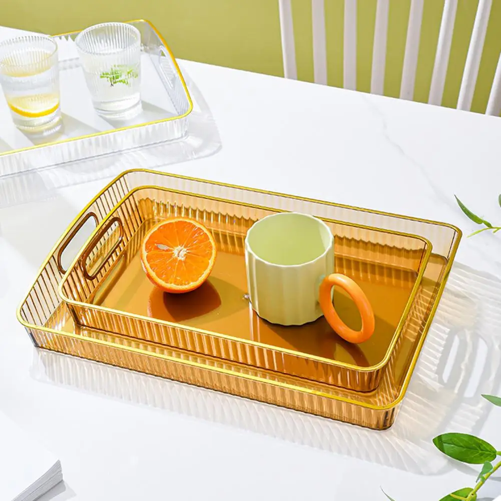 Tray Serving Tray with Handles Tea Tray Diner Party Home Food Serving Tray Transparent Thickened Snack Fruit Coffee Tray